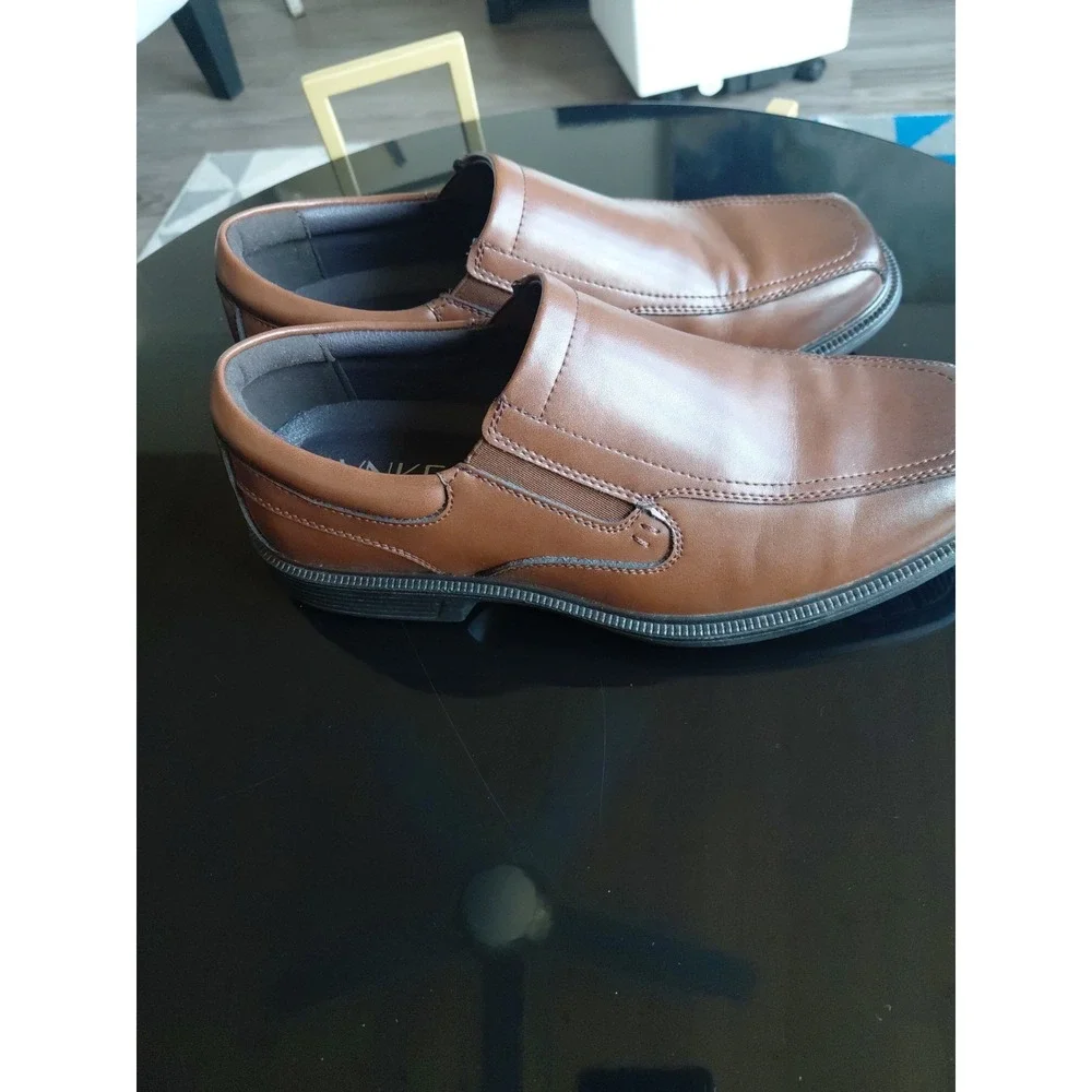 SVNKE D001 Men's Brown PU Slip On Square Toe Oxford Dress Shoes Size 8.5 Sz 41